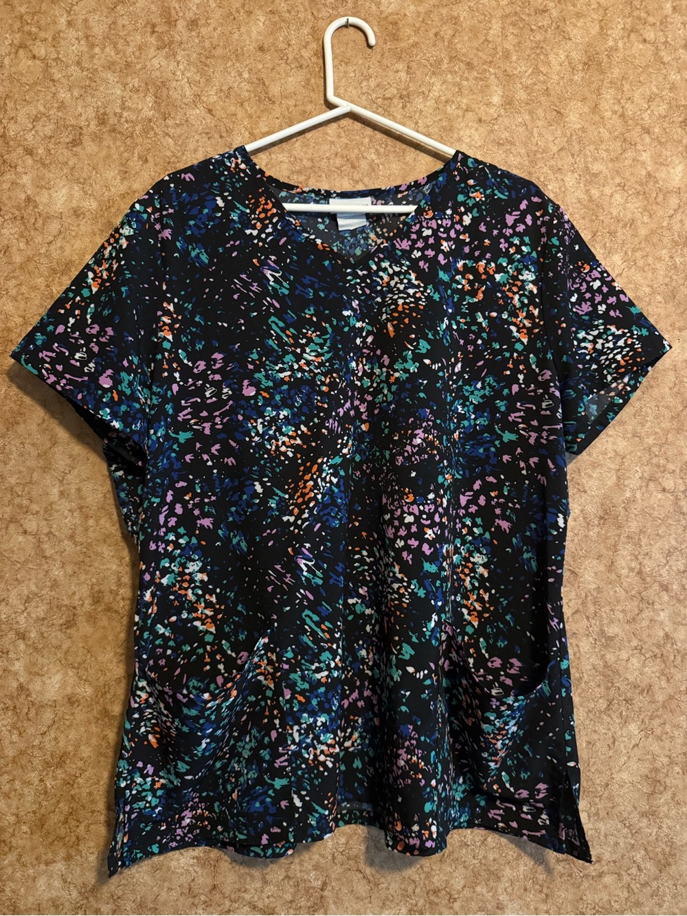 Scrubstar Black Multicolor Printed Women’s Scrub Top